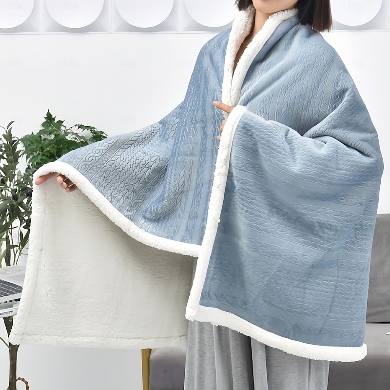 Winter Cashmere Office Nap Shawl Blanket Wearable Cloak Lazy Blanket Thickened Leg Covering Small Blanket