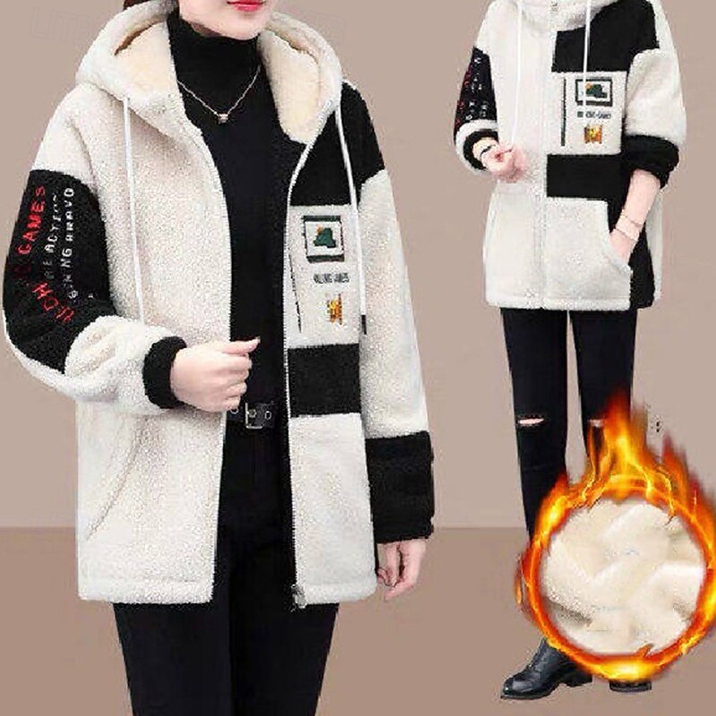 Women's Hoodie Jacket Windproof Warm with Pockets Long Sleeve Sports Solid Color Top For Traveling Outdoor Running Loose Fit Activewear