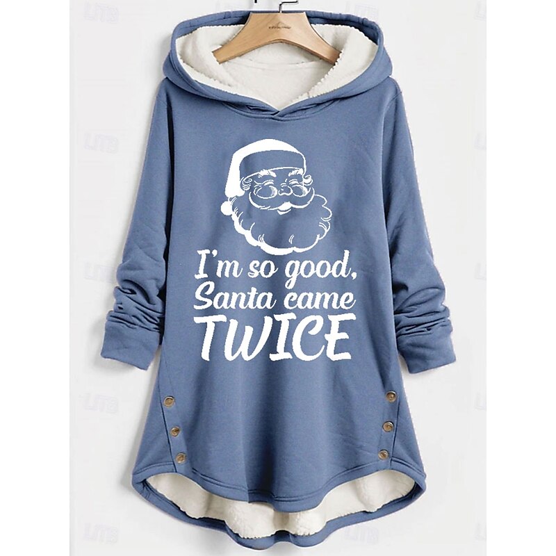 Women's Pullover Hoodie Sweatshirt Graphic Letter Christmas Warm Casual Fuzzy Long Sleeve Hooded Long Tops Casual Sports Print Pink Blue Gray Fall Winter2