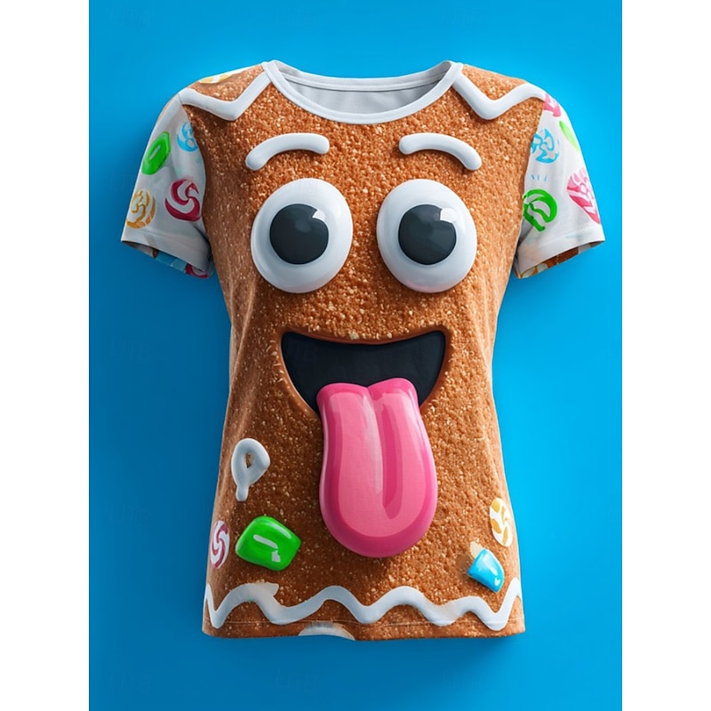 Christmas Women's T Shirt Graphic Santa Claus Vintage Stylish Classic Short Sleeve Crew Neck Round Neck Regular Tops Daily Print Light Green Light Brown Brown Green Fall Winter4