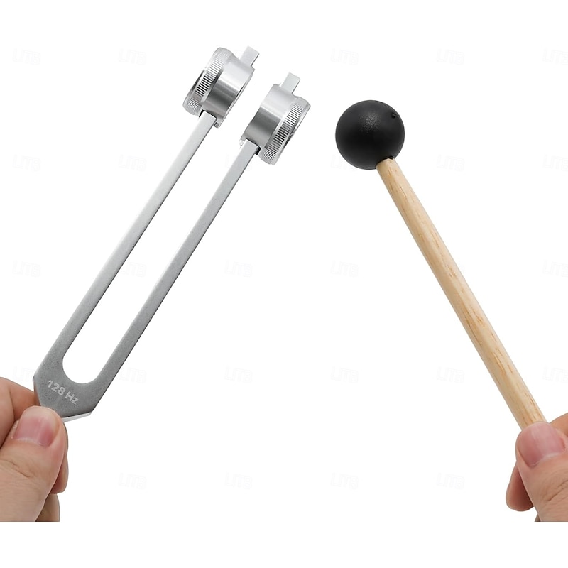 128 Hz The Healing Instrument, Aluminum Alloy Sensory Tuning Fork Set with Silicone Hammer, Cleaning Cloth & Storage Bag, Sound Therapy Yoga and Meditation Accessories2