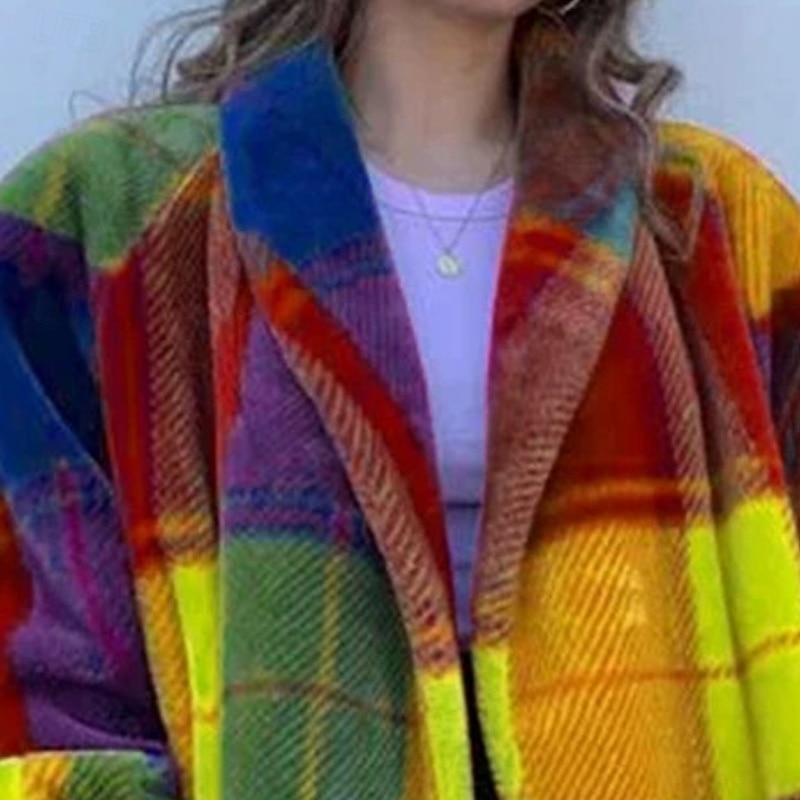 Women's Casual Jacket Comfortable Breathable Pocket Buttons Casual Color Block Vacation Street Casual Daily Wear Single Breasted Long Turndown Loose Fit Long Sleeve Outerwear Yellow Burgundy Green4