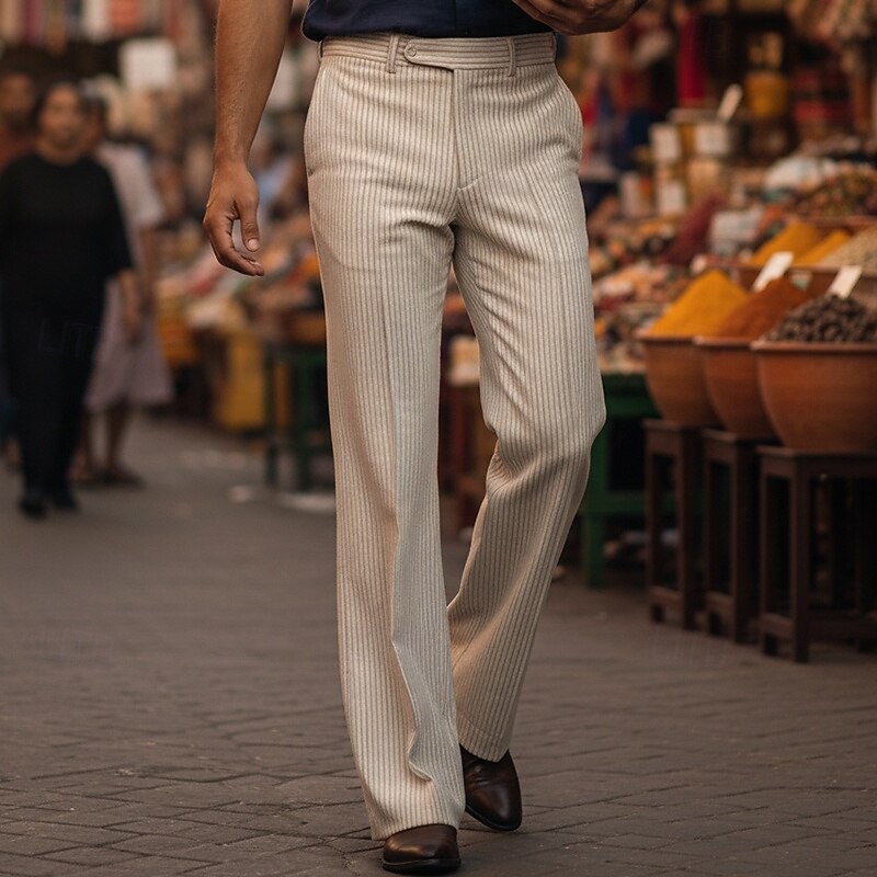 Men's Trousers Dress Pants Corduroy Pants Dress Slacks Pocket Straight Leg Plain Comfort Full Length Outdoor Business Daily Fashion Streetwear Brown Apricot Inelastic