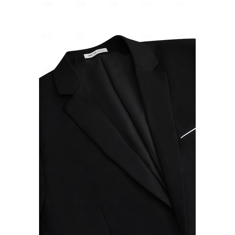 Men's Wedding Party Business Suits Notch Lapel Black Navy Blue Daily Formal Solid Colored Tailored Fit 2 Piece Single Breasted One-button4