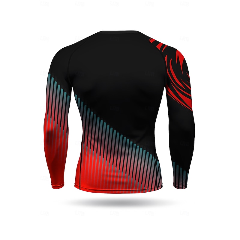 Men's Running T-Shirt Athletic Shirt Gym Shirt Fitness Shirt Workout Shirt Long Sleeve Tee Tshirt Geometric UPF 50 UV Resistant Soft Sweat wicking Mountain Bike / MTB Gym Workout Mountain Bike MTB2