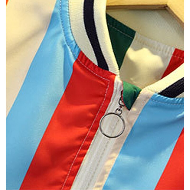Kids Unisex Baseball Jackets Outerwear Color Block Long Sleeve Zipper Pocket Comfort Soft Coat Outdoor Fashion Daily Pink and Blue Spring Fall 4 years+4