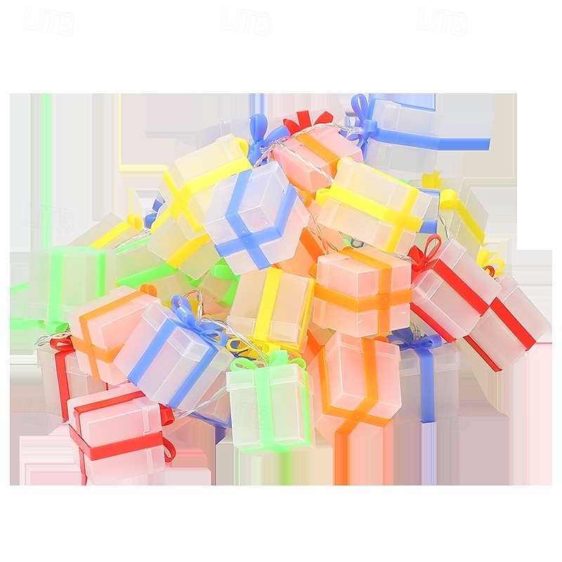 1 Pc 3M-20 Leds Christmas New Gift Color Box Light String Indoor and Outdoor Bedroom Party Festival Atmosphere Decoration Light String AAA Waterproof Battery Box Remote Control3