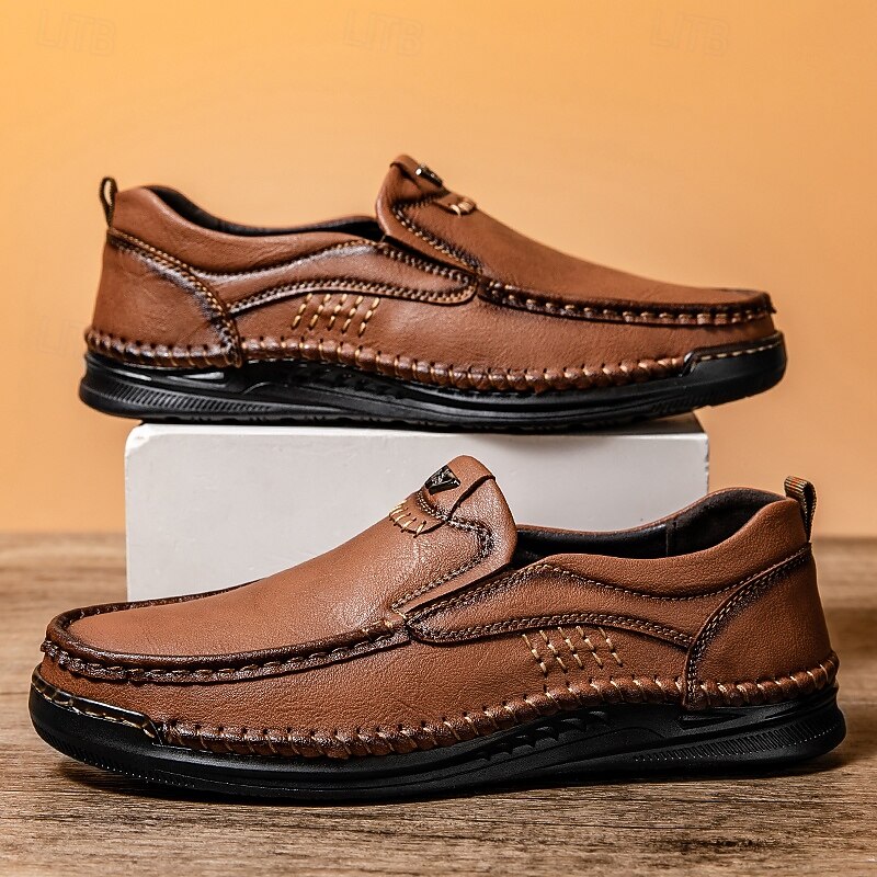 Men's Brown Slip-On Loafers with Sleek Design, Versatile and Easy-to-Wear for Business Casual, Office and Relaxed Outfits3