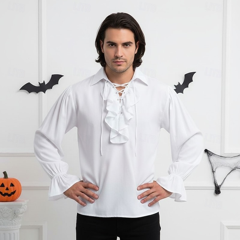 Retro Vintage Medieval Renaissance Fancy Costume Shirt Pirate Viking Fancy Dress Men's Pirate Halloween Carnival Performance LARP Ren Faire Adults' Shirt