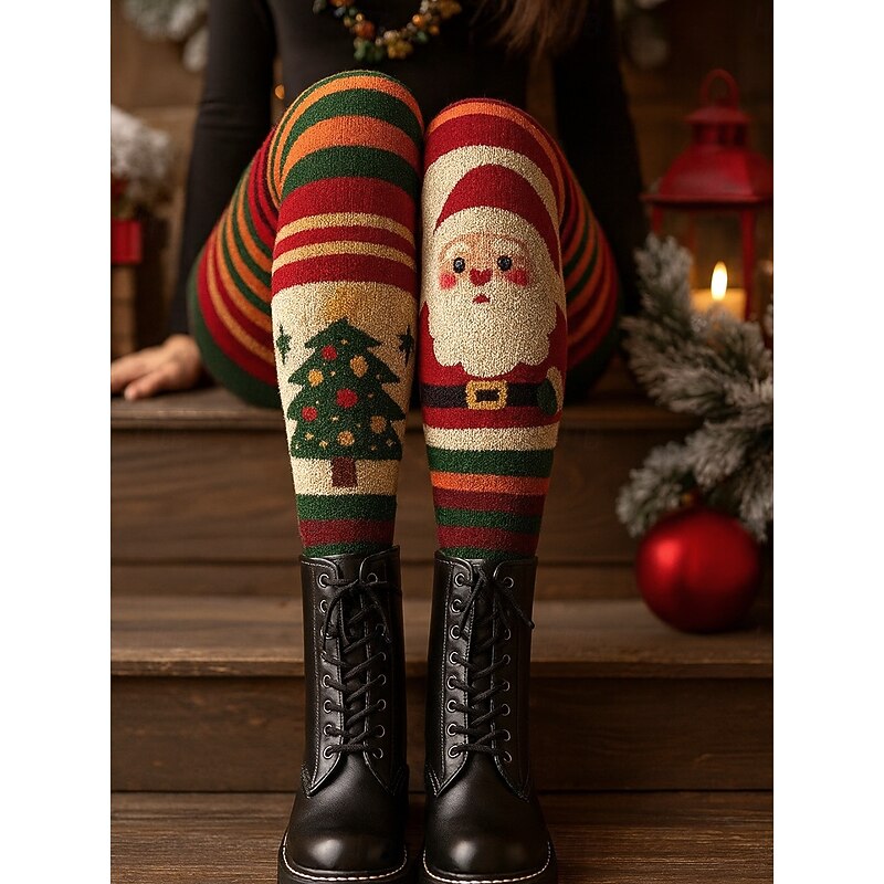 Women's Leggings Vacation Vintage Ethnic Style Full Length High WaistPantsUgly Christmas Graphic Santa Claus Christmas 3D Print Novelty Quick Dry Breathability Soft Stretchy Outdoor Home Causal Red2