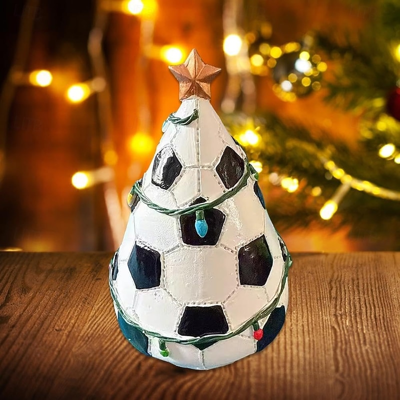 Football Christmas Tree Decor Mini Sports Theme Christmas Trees Decorative Table Decorations Figurine with Star Topper Unique Gifts for Ball Sports Enthusiasts4