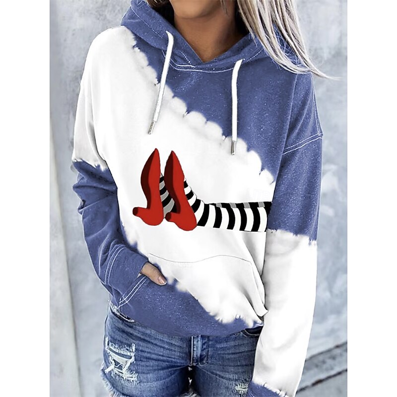 Halloween Women's Pullover Hoodie Sweatshirt Witch Graphic Fashion Casual Long Sleeve Hooded Regular Tops Street Dailywear Casual Drawstring Pocket Print Black Red Blue Green Gray Fall Winter2
