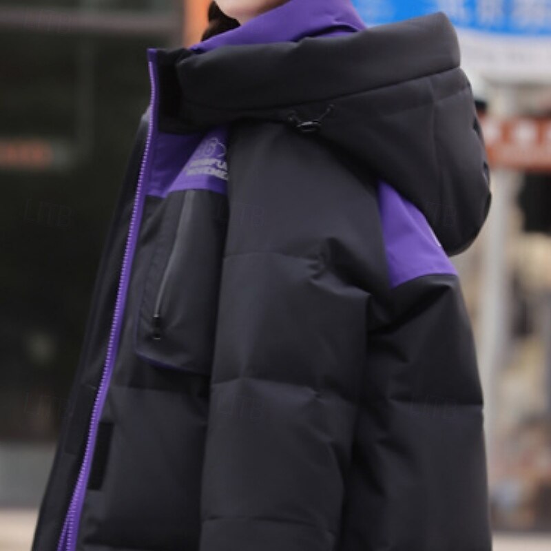 Kids Unisex Down Jacket Outdoor Jacket Puffer Jacket Outerwear Solid Color Long Sleeve Keep Warm Windproof Coat Outdoor Daily Basic Black Beige Fall Winter 4 years+2