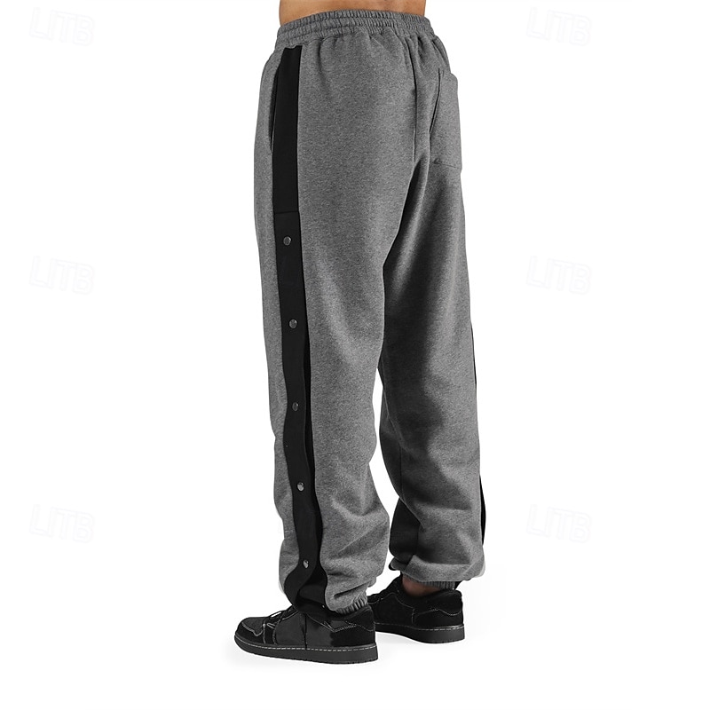Men's Sweatpants Tear Away Pants Trousers Drawstring Pocket Elastic Waist Color Block Comfort Sports Outdoor Daily Fashion Casual Black Light Grey Micro-elastic4