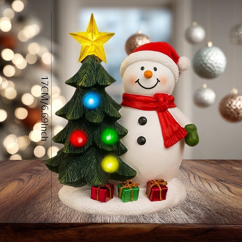 1 Pc 17CM/6.69Inch Outdoor Solar Waterproof Christmas Snowman Christmas Tree Desktop Decorative Light Pendant Light LED Colorful Light Party Festival Atmosphere Light2