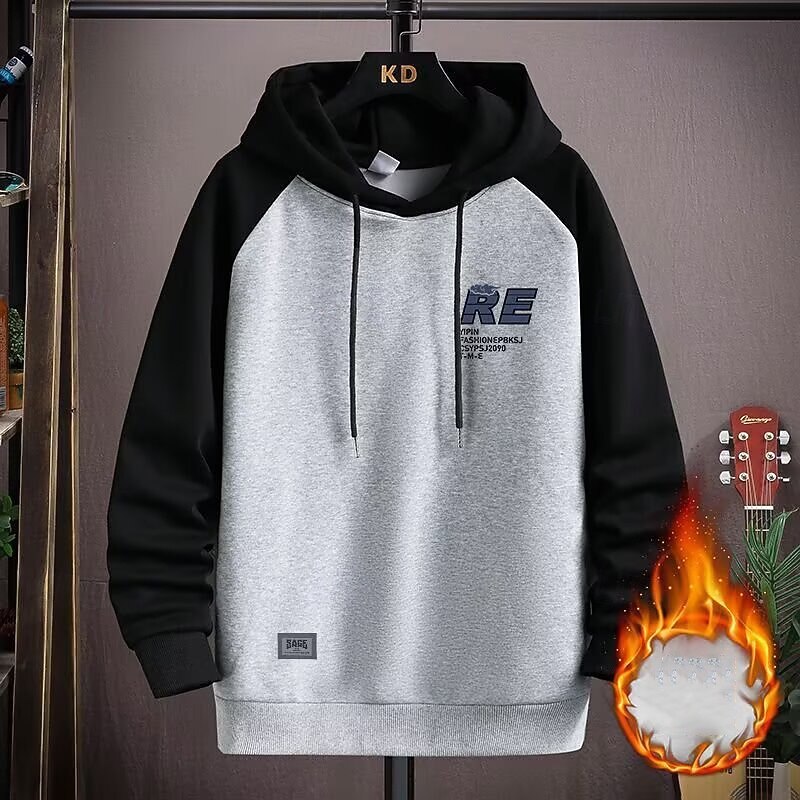 Men's Lounge Hoodie Fleece Sweatshirt Long Sleeve Top Athleisure Color Block Gym Outdoor Running Sportswear Activewear Black Green Coffee2