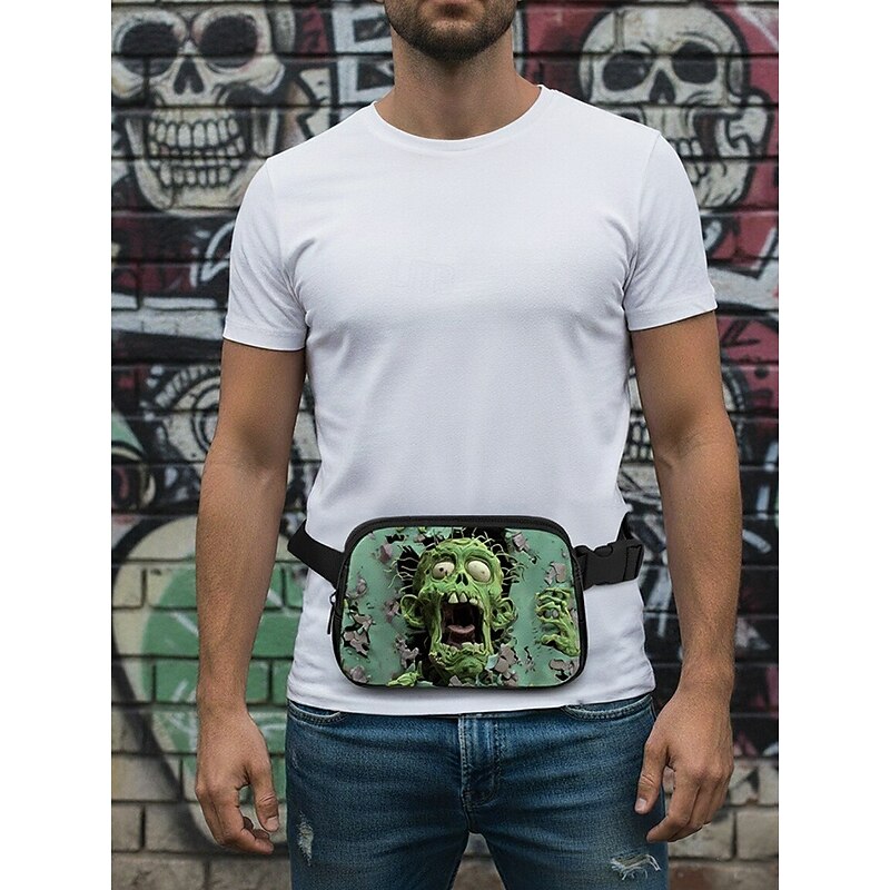 Men's Halloween Zombie Crossbody Chest Bag – Scary 3D Print Sling Pack, Casual Travel Waist Fanny Pack for Party & Streetwear2