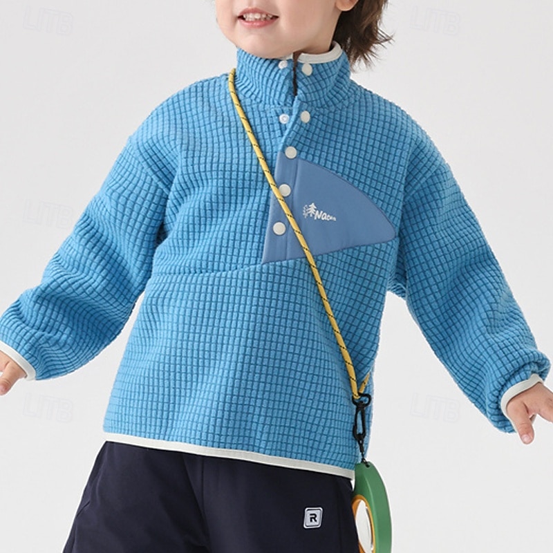 Kids Boys' Fleece Jacket Outdoor Jacket Outerwear Solid Color Long Sleeve Zipper Pocket Comfort Waterproof Windproof Coat Outdoor Fashion Daily River Blue Green Spring Fall 4 years+3