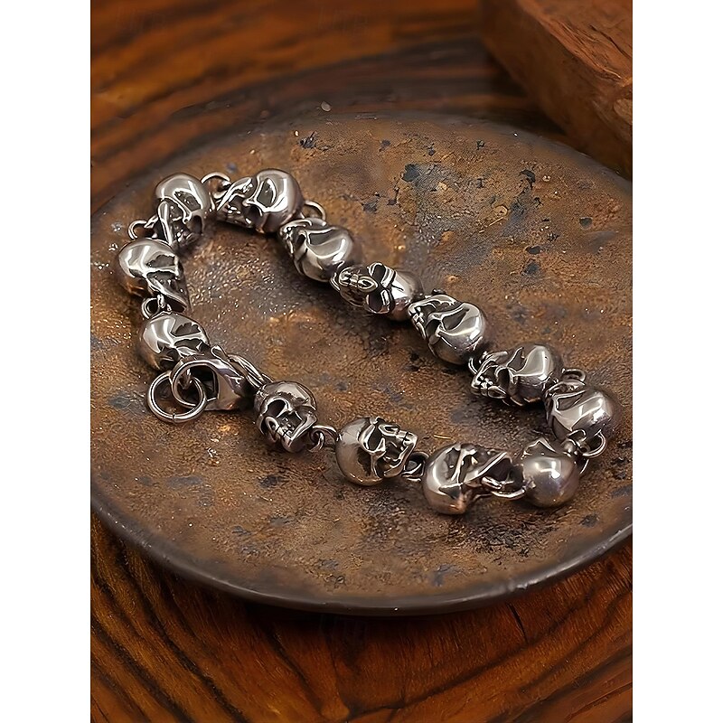 Men's Halloween Skull Bracelet – Gothic Punk Alloy Chain Jewelry for Parties, Concerts and Cosplay2