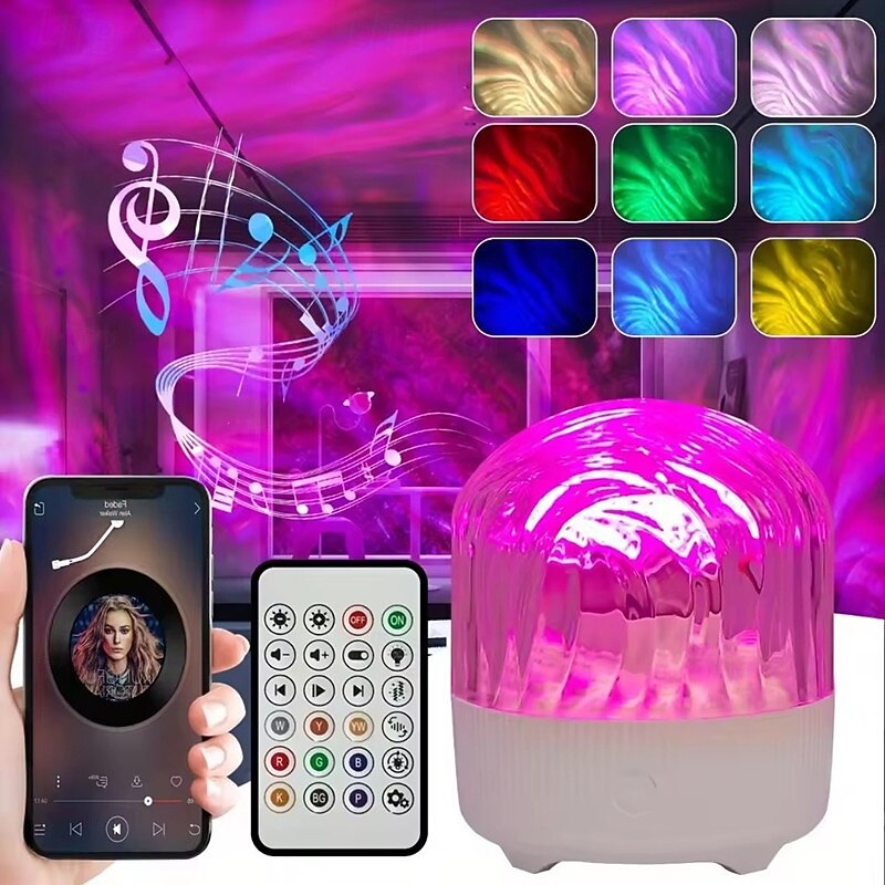 Creative Romantic Projection Starry Sky Light Dynamic Water Ripple Music Light Night Light Sound Bedroom Atmosphere Lamps Gift