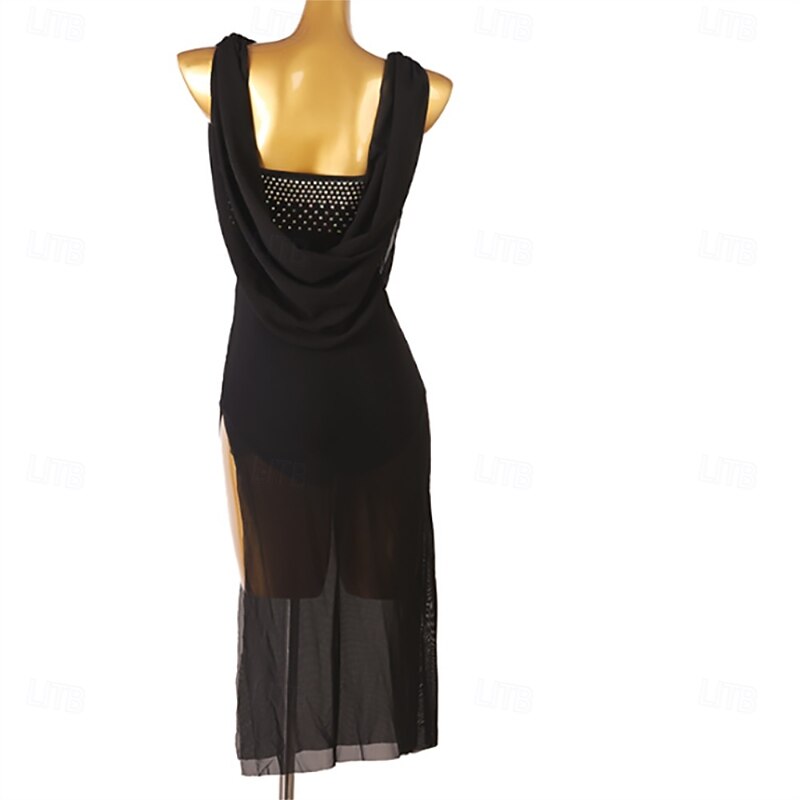 Women's One Shoulder Latin Dance Dress Rumba Dance Practice Dresses Performance Dresses2