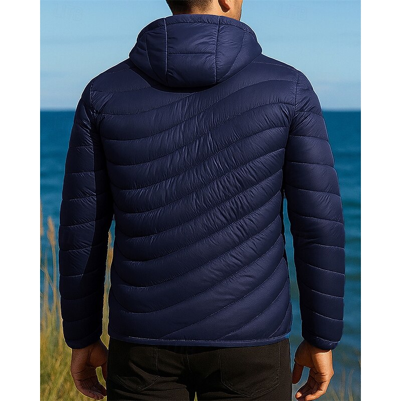 Men's Hiking Jacket Puffer Jacket Thermal Jacket Outdoor Thermal Waterproof Hiking Outfits Hiking Clothes Winter Autumn / Fall Top Camping / Hiking / Caving Running Solid Color Black Burgundy Blue2