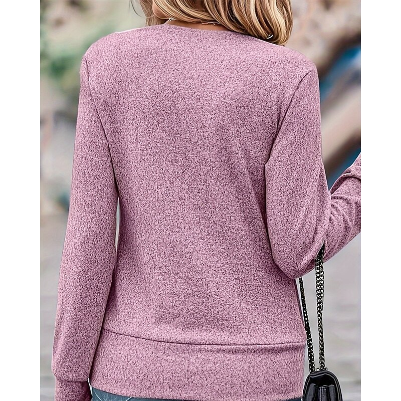 Women's Shirt Blouse Floral Stylish Basic Casual Long Sleeve V Neck Regular Tops Daily Holiday Print Fuchsia Spring Fall Winter3