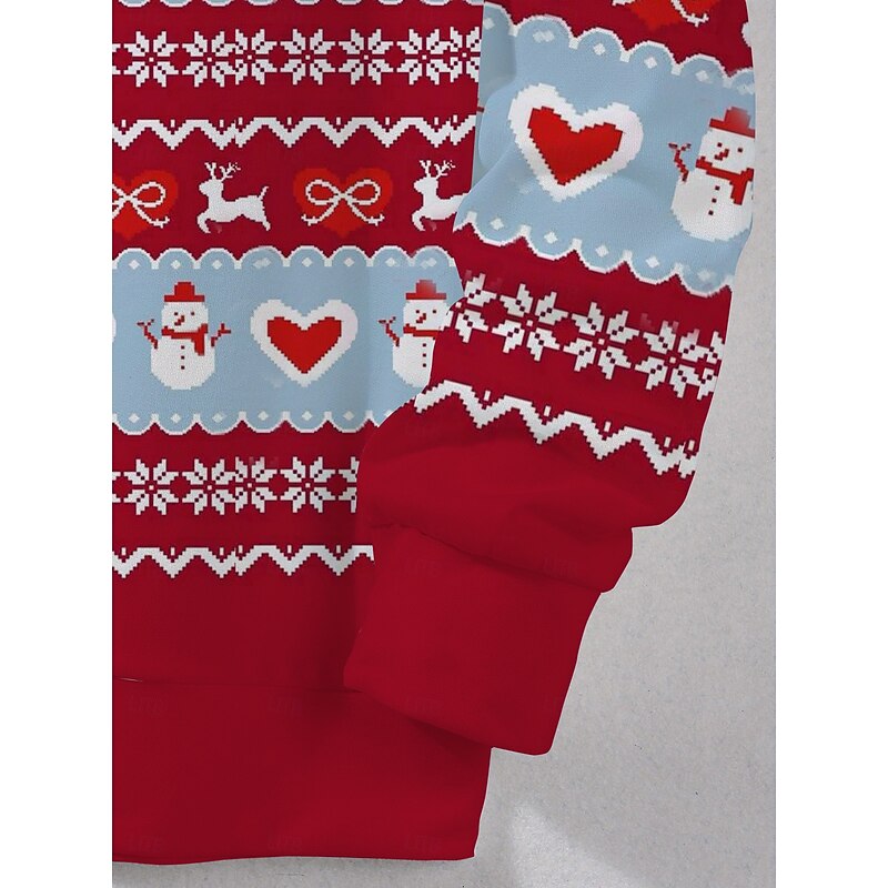 Women's Pullover Sweatshirt Hoodies Graphic Snowman Christmas Classic Casual Festival Long Sleeve Crew Neck Round Neck Regular Tops Casual Holiday Print Red Fall Winter4