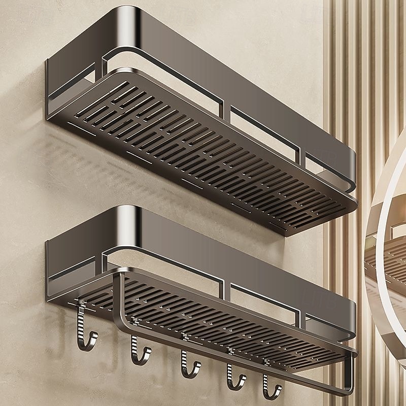 Gun Grey Wall-Mounted No-Drill Toilet Washroom Sink Vanity Cabinet For Advanced Storage2