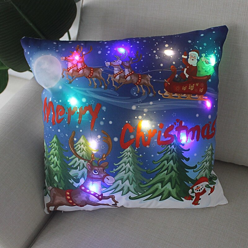New Christmas LED Light Pillow, Decorative Cushion with Colorful Lights, Ultra-Soft Short Plush Pillow Cover3
