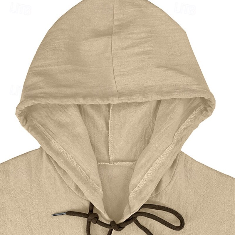 Men's Shirt Linen Shirt Casual Shirt Button Up Shirt Cotton Shirt Coconut Tree Vacation Hawaiian Black White Sky Blue Khaki Long Sleeve Hooded Spring Fall Clothing Apparel Print4