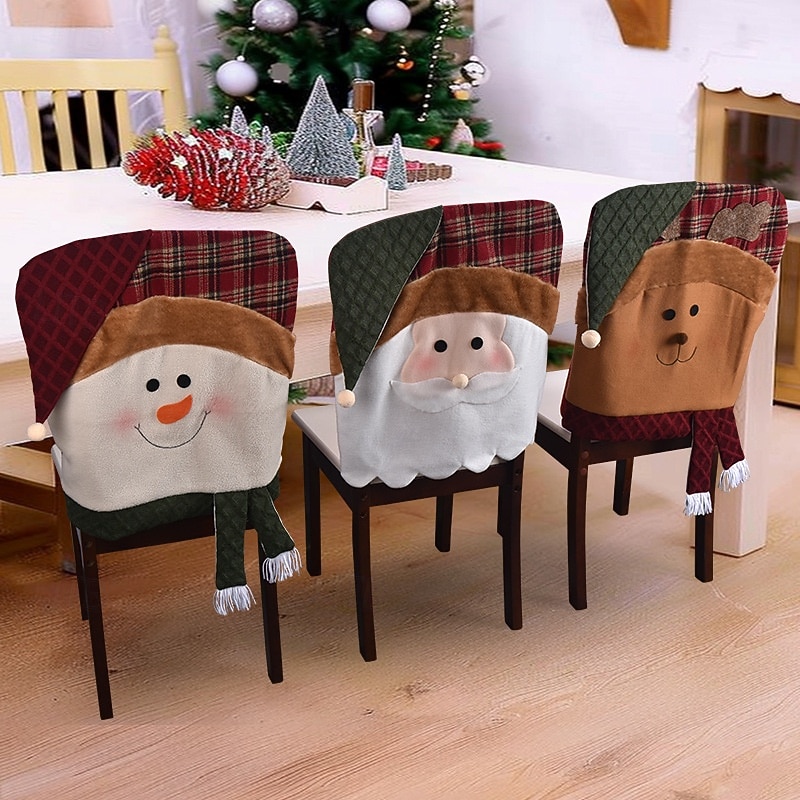 Christmas Chair Covers, Faceless Santa Chair Back Slipcovers, Burlap Holiday Chair Decoration, Cozy Festive Dining Chair Cover, Xmas Home Decor2