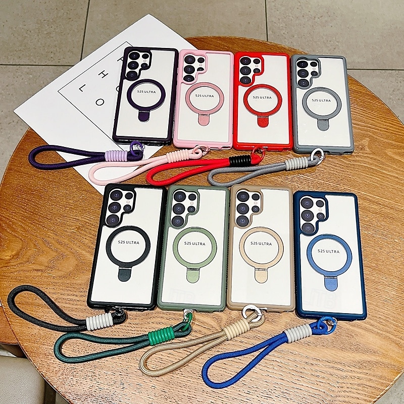 Phone Case For Samsung Galaxy S25 Ultra Plus S25 Edge S24 Plus Back Cover with Stand Holder with Lanyard Shockproof Retro TPU Acrylic2