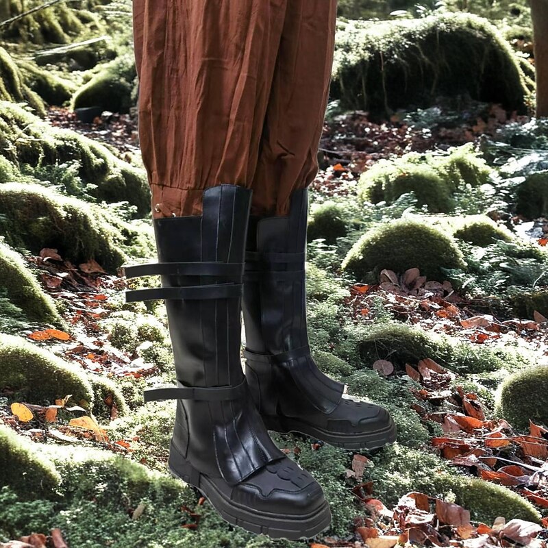 Medieval Renaissance Shoes Knee High Boots Flat Jazz Boots Pirate Viking Crusader Fancy Dress Men's Unisex Celtic Pirate Halloween Masquerade Adults' Shoes2