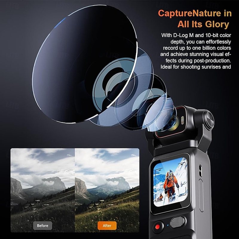 Generic 4K Pocket Camera 48MP Vlogging Camera with 160 Wide Angle Lens 180 Rotatable Screen 3.2 Inch Display Gyro Stabilization Time Lapse Slow Motion Recording3