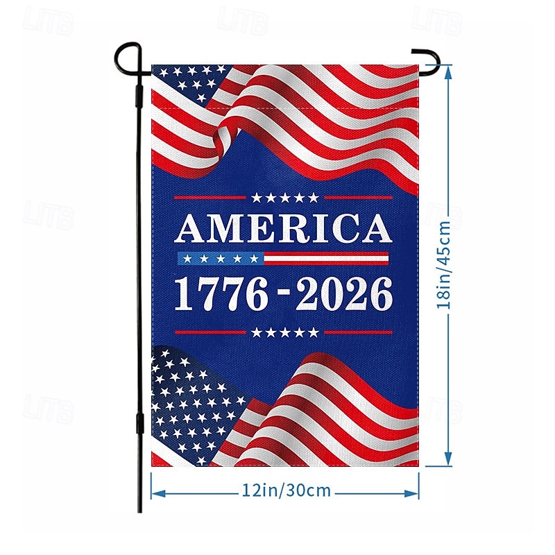 1776-2026 USA 250th Anniversary Garden Flag, Patriotic American Outdoor Decoration Banner for Independence Day, Yard, Porch, or House4