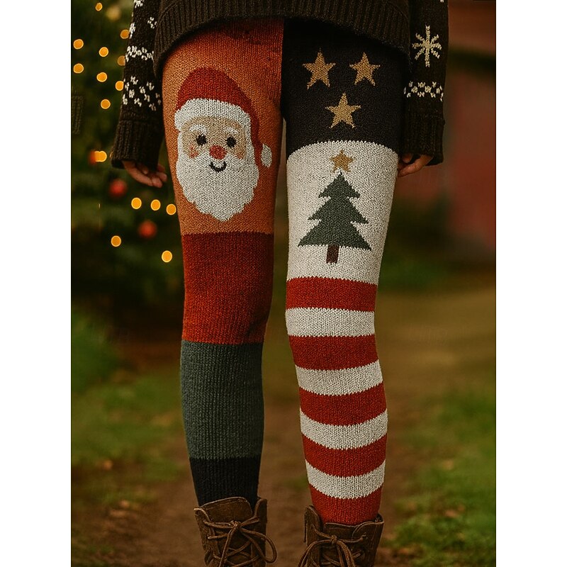 Women's Leggings Vacation Vintage Ethnic Style Full Length High WaistPantsUgly Christmas Graphic Cat Santa Claus 3D Print Quick Dry Breathability Soft Stretchy Formal Outdoor Vacation White Yellow3