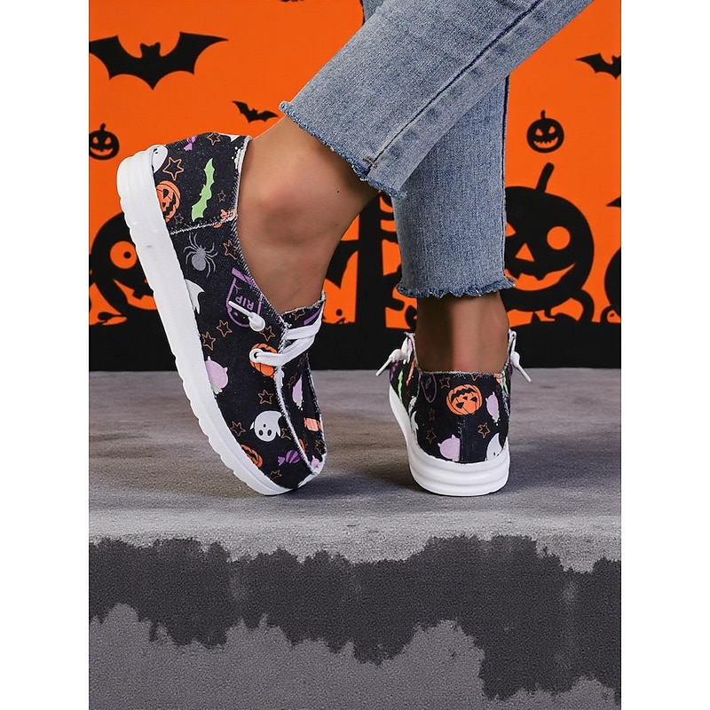 Women's Halloween Skull Print Casual Sneakers -Comfortable Lace-Up Walking Shoes with Floral Pattern for Party and Holiday Outfits4