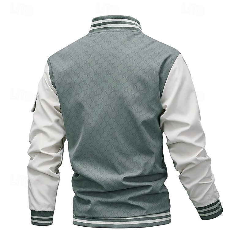 Men's Lightweight Jacket Bomber Jacket Formal Home Windbreaker Pocket Spring Fall Solid Color Active Neutral Shirt Collar Regular Black White Green Jacket4