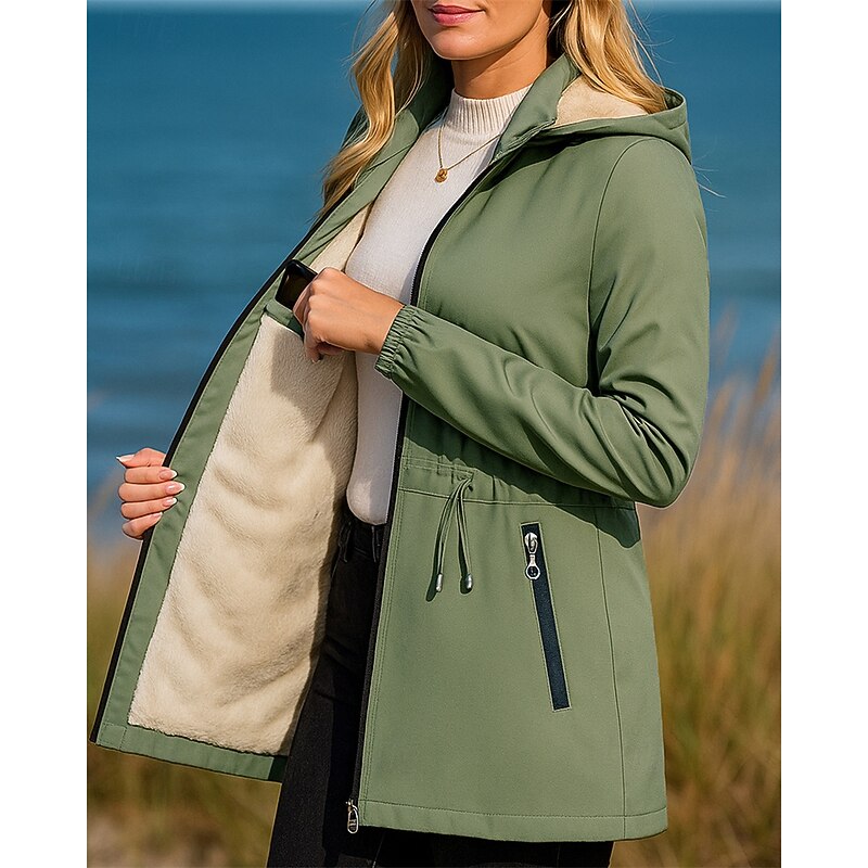 Women's Hiking Jacket Fleece Jacket Thermal Jacket Winter Outdoor Thermal Warm Top Black Red Green Khaki4