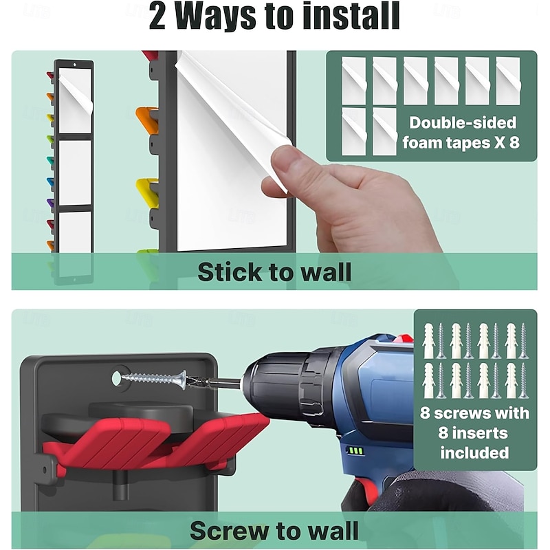 2 Packs Hat Organizer for Baseball Caps with Built-in Spring Clips - Wall Mount Closet Hat Rack Holder, Adjustable Storage for Door/Closet Display Hat Racks Hanger (Strong Adhesive & Screws)2