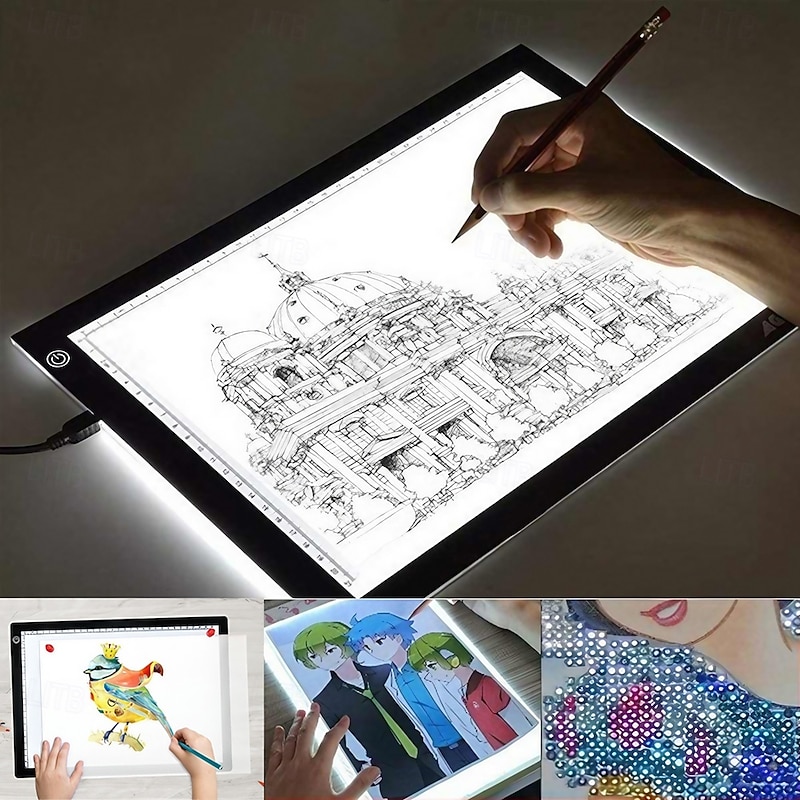 A3 A4 A5 Tracing LED Copy Board Stepless Adjustable Brightness Ultra-Thin USB Power Artcraft LED Trace Light Pad Diamond Painting Board also for X-ray Film Viewer