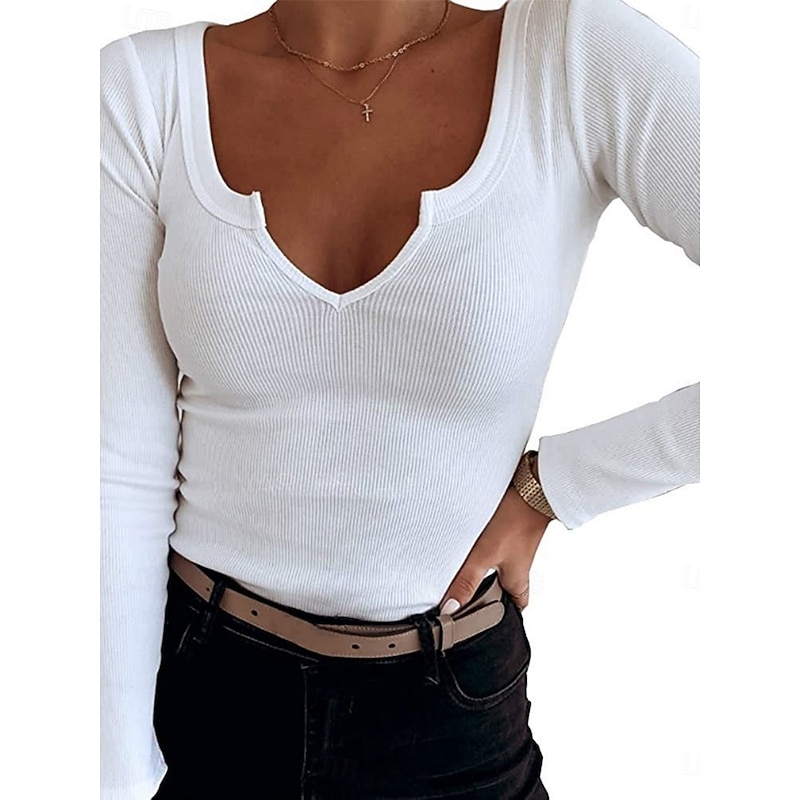Women's Blouse Solid Color Stylish Casual Long Sleeve Regular Tops Daily Black White Pink Gray Spring Fall4