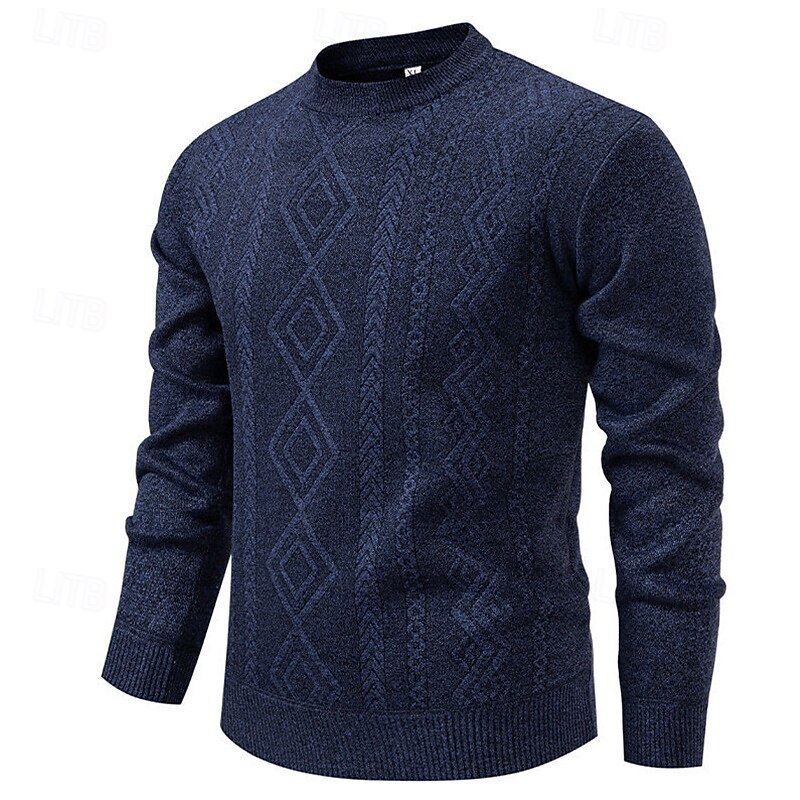 Men's Pullover Sweater Jumper Knit Sweater Ribbed Knit Regular Tops Knitted Plain Crew Neck Fashion Basic Vacation Daily Wear Clothing Apparel Winter Wine Black S M L