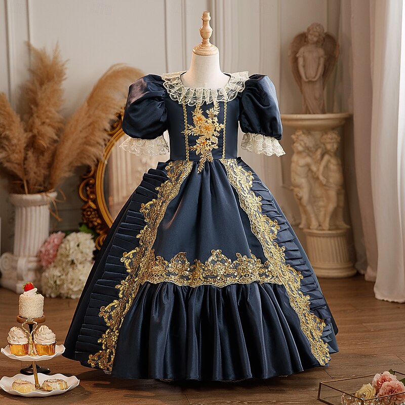 Rococo Princess Fancy Maxi Party Costume Accessories Bell Sleeve Princess Bow Retro Ball Gown Point Fancy Dress Girls' Royal Christmas Halloween Carnival Masquerade Wedding Party Festival Kid's