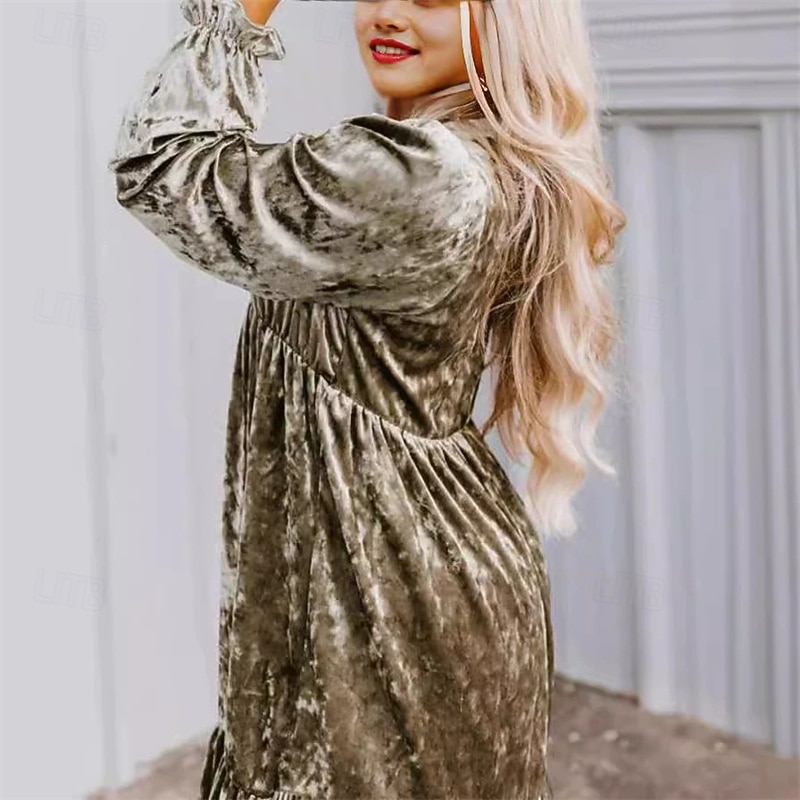 Women's Mini Dress Velvet Dress Cocktail Dress Elegant Fashion Modern Outdoor Party Party Evening Wear Regular Fit Plain Long Sleeve V Neck Green Spring Autumn3