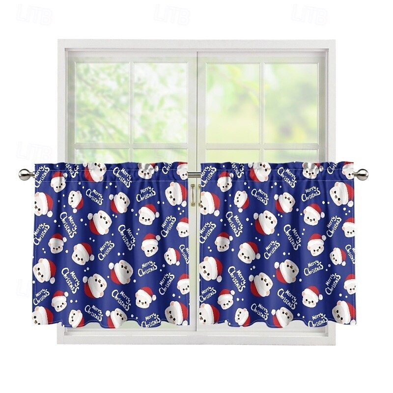 Christmas Fabric Curtains, European Style Window Drapes for Bedroom and Living Room, Sunshade, Door and Window Divider, Floor-Length Window Curtain4