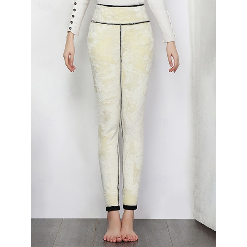 Women's Fleece Pants Leggings Streetwear Basic Casual Full Length High Waist Plain High Cut Comfy Soft Comfortable Stretchy Home Daily Black Gray Spring Fall Winter Skinny4