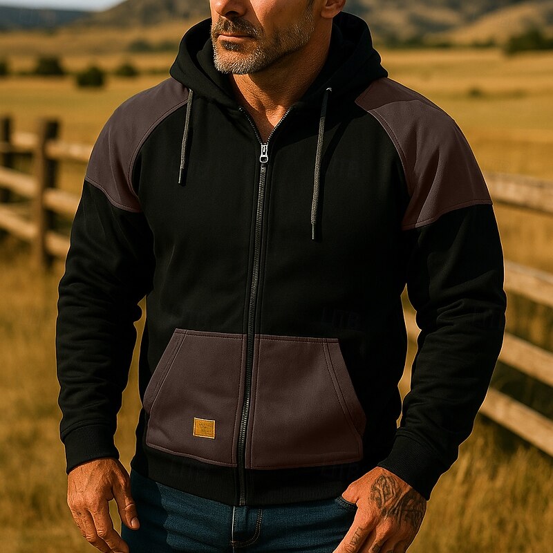 Men's Hoodie Full Zip Hoodie Fleece Hoodie Tactical Hoodie Red Blue Green Khaki Coffee Hooded Plain Zipper Color Block Sports & Outdoor Casual Daily Streetwear Cool Sportswear Spring &  Fall Clothing3