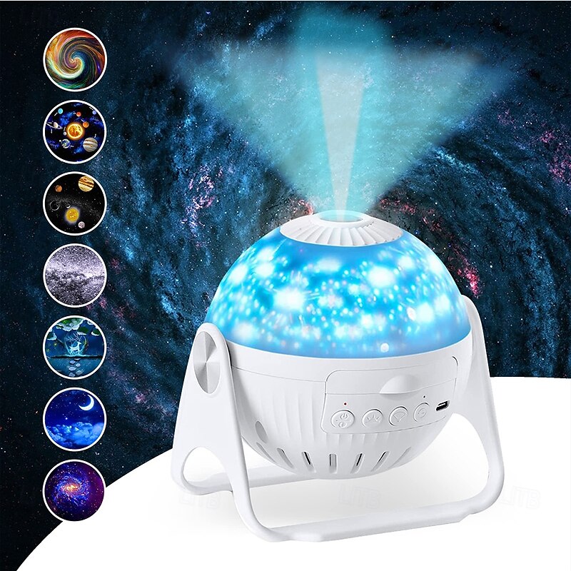 Galaxy Projector Star Projector for Bedroom - Star Night Light for Kids - 360 Degree Auto Rotation  Space Ceiling Projector - Solar System Projector - 6 in 1 Planetarium Space Decor